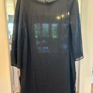 J. Jill Black sheer black 100% silk long-sleeved tunic, Medium